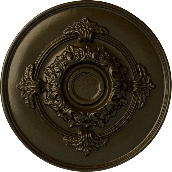 Ekena Millwork Monique Ceiling Medallion (Fits Canopies up to 3 3/4"), Hand-Painted Green Gold, 13 3/4"OD x 1"P CM13MOGGS - main